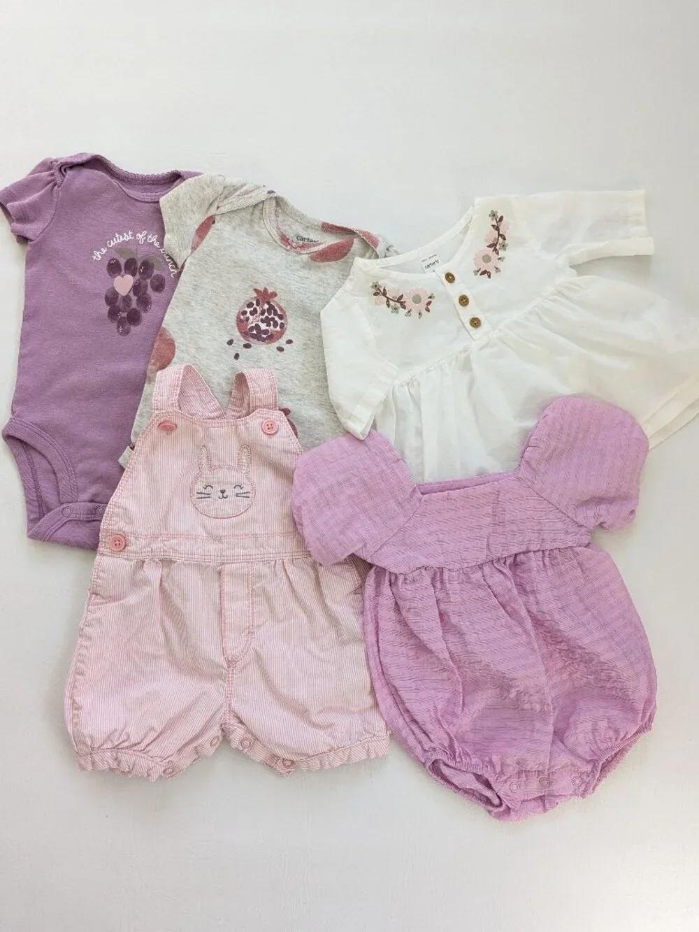 Lot Of 5 Carters Cat & Jack 3M Baby Girl Summer Clothes